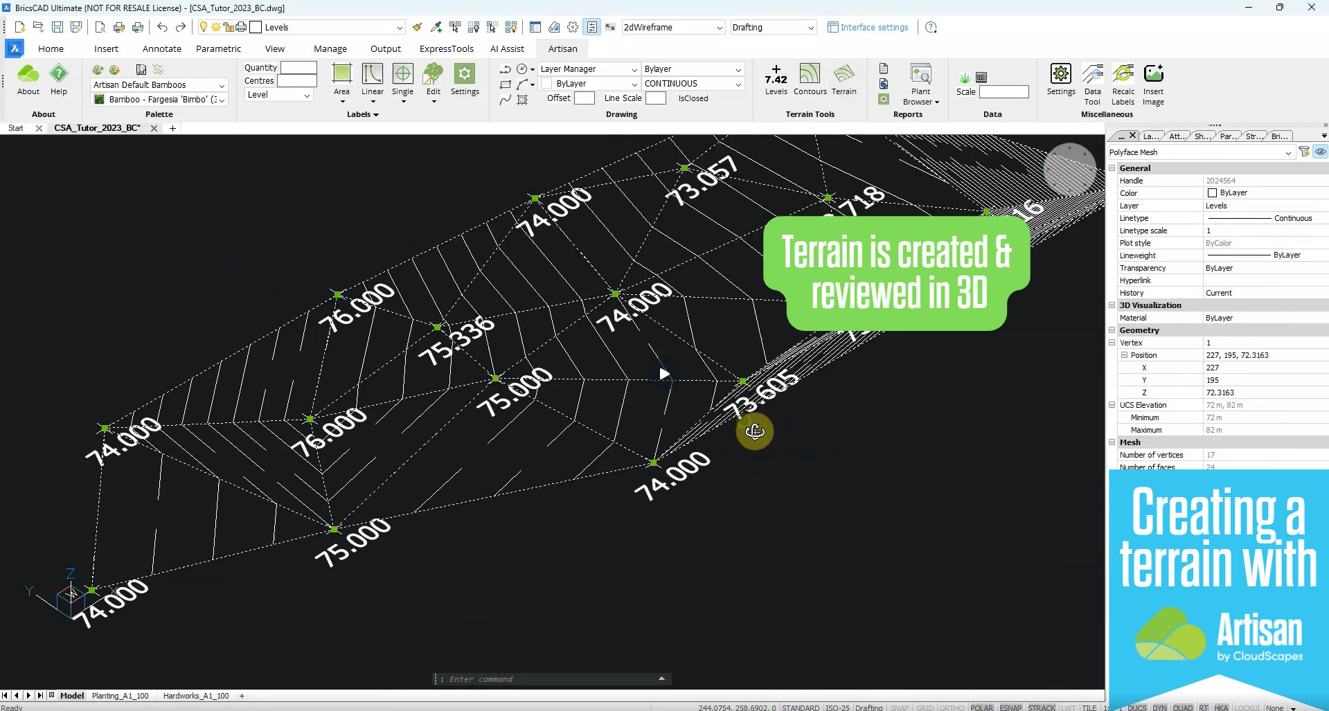 Create a terrain in ArtisanRV for REVIT