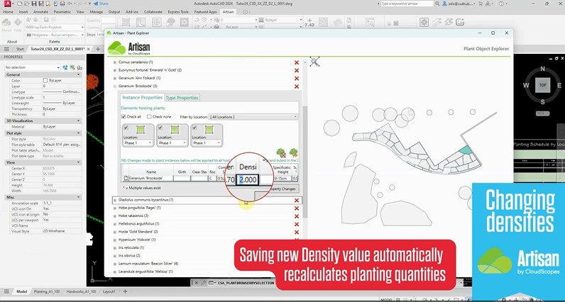 Cloud Clips Changing Densities in Artisan ACAD/BricsCAD